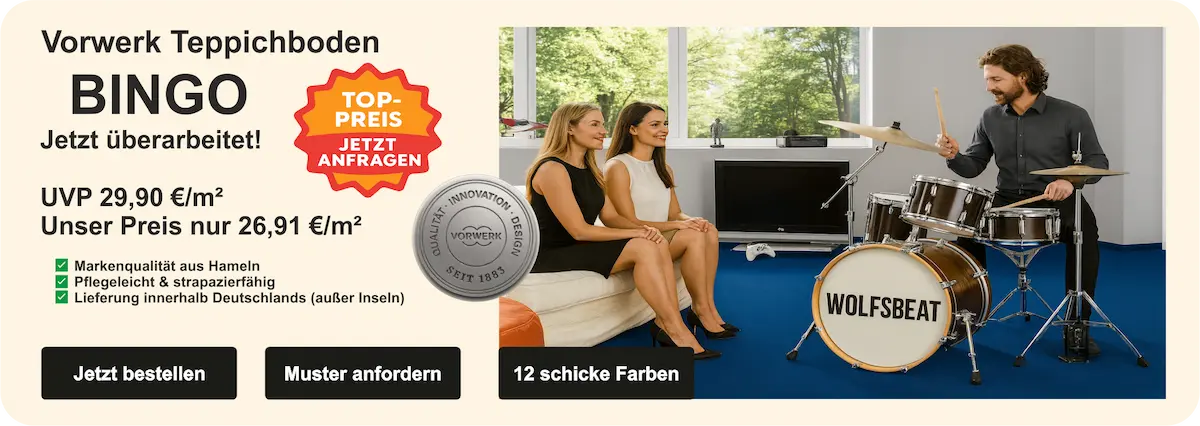 „Kategoriebild Vorwerk Bingo Teppichboden ab 5 m² – 600×400 px, Querformat“